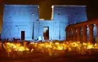 Philae Sound and Light Show audience — seated viewing area within the illuminated temple
